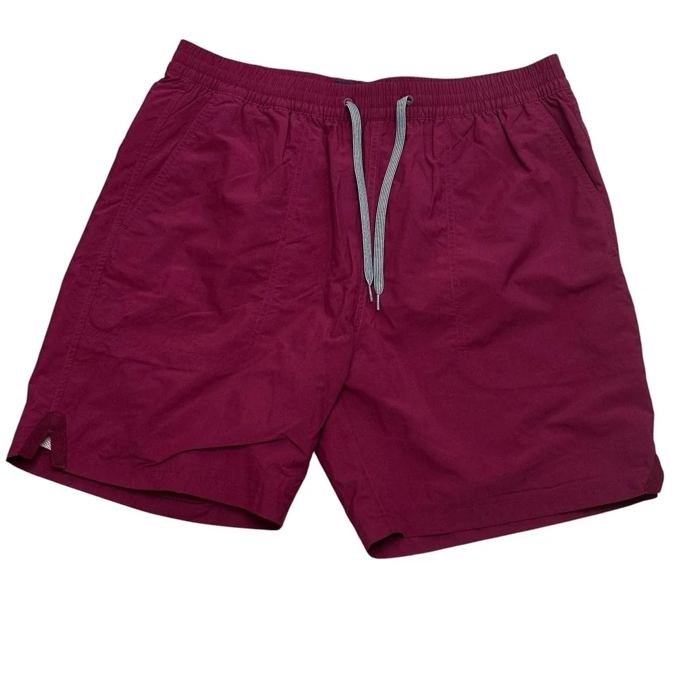 J.Crew Swim Trunks Fully Mesh Lined Size Mens Size Large Burgundy Pockets NWT
